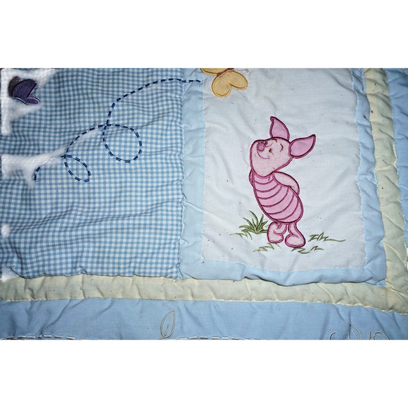 Vintage Sears Winnie the Pooh Baby Quilt Blanket – Disney Embroidered Patchwork - Picture 8 of 16